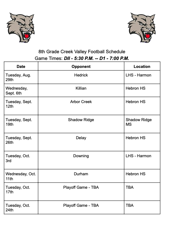  schedule